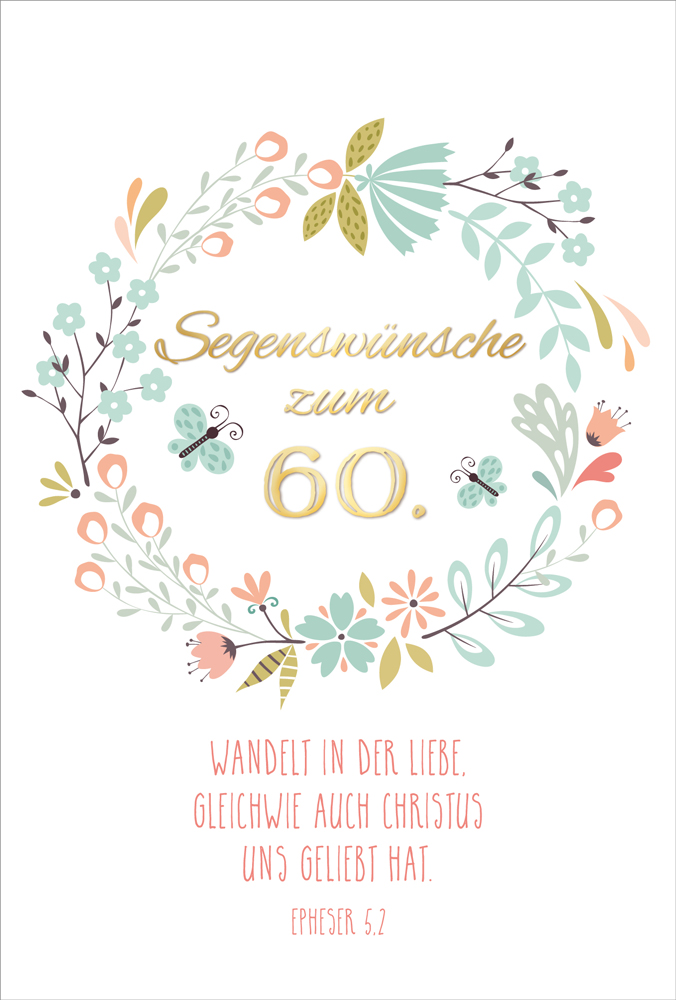 Doppelkarte 60 Blütenkranz ENC