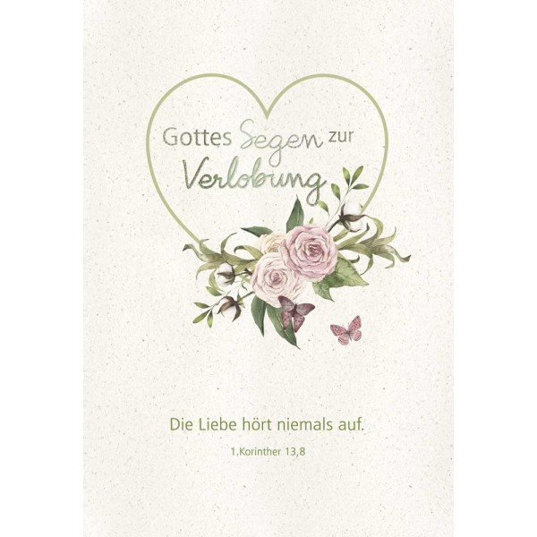 Doppelkarte - Segen zur Verlobung, Herz mit Rosen Doppelkarte - Segen zur Verlobung, Herz mit Rosen