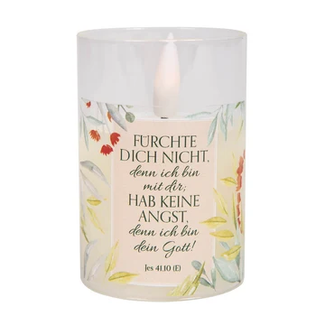Fürchte dich nicht, denn ich bin mit dir (LED-Kerze im Windlichtglas)Jahreslosung 2027