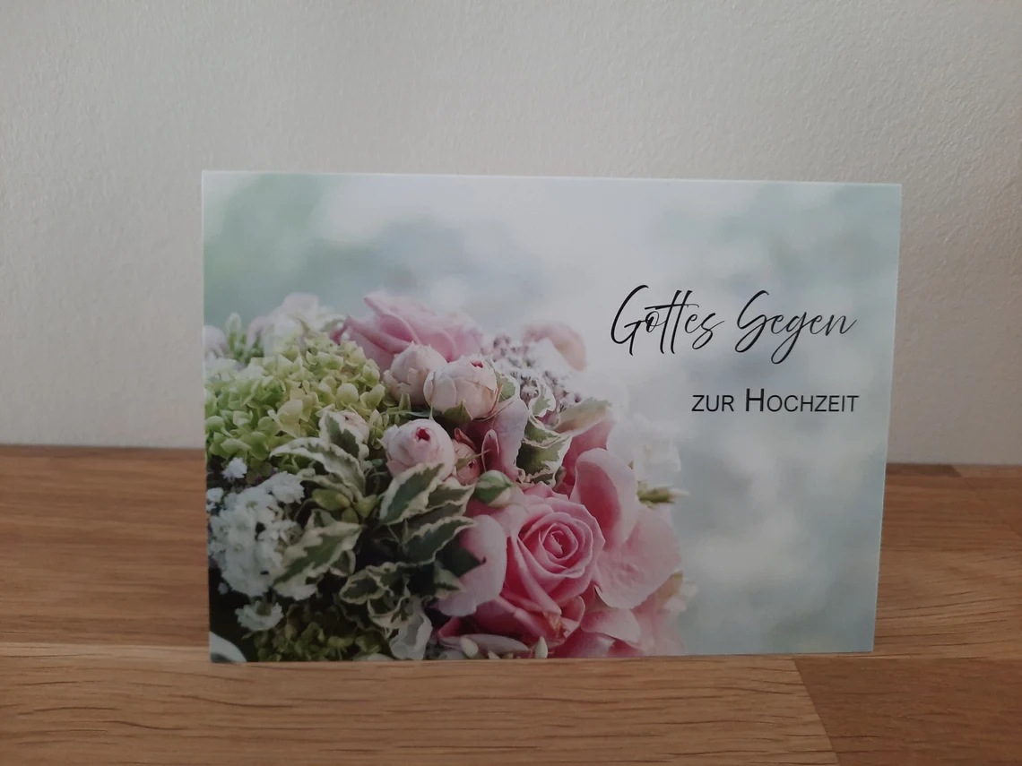 Doppelkarte - Gottes Segen zur Hochzeit, Rosenstrauß Doppelkarte - Gottes Segen zur Hochzeit, Rosenstrauß