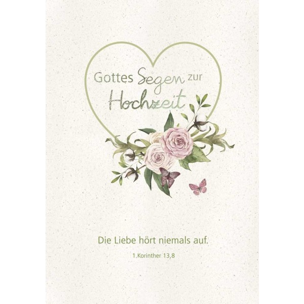 Doppelkarte - Segen zur Hochzeit, Herz mit Rosen Doppelkarte - Segen zur Hochzeit, Herz mit Rosen