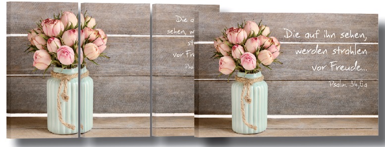 Leinwand - Blumenvase mit Holzwand