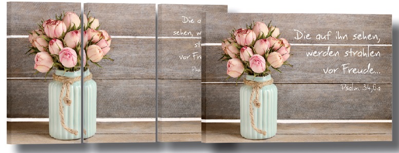 Leinwand - Blumenvase mit Holzwand Leinwand - Blumenvase mit Holzwand
