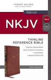 NKJV Thinline Refernece Bible Brown Leatherlook
