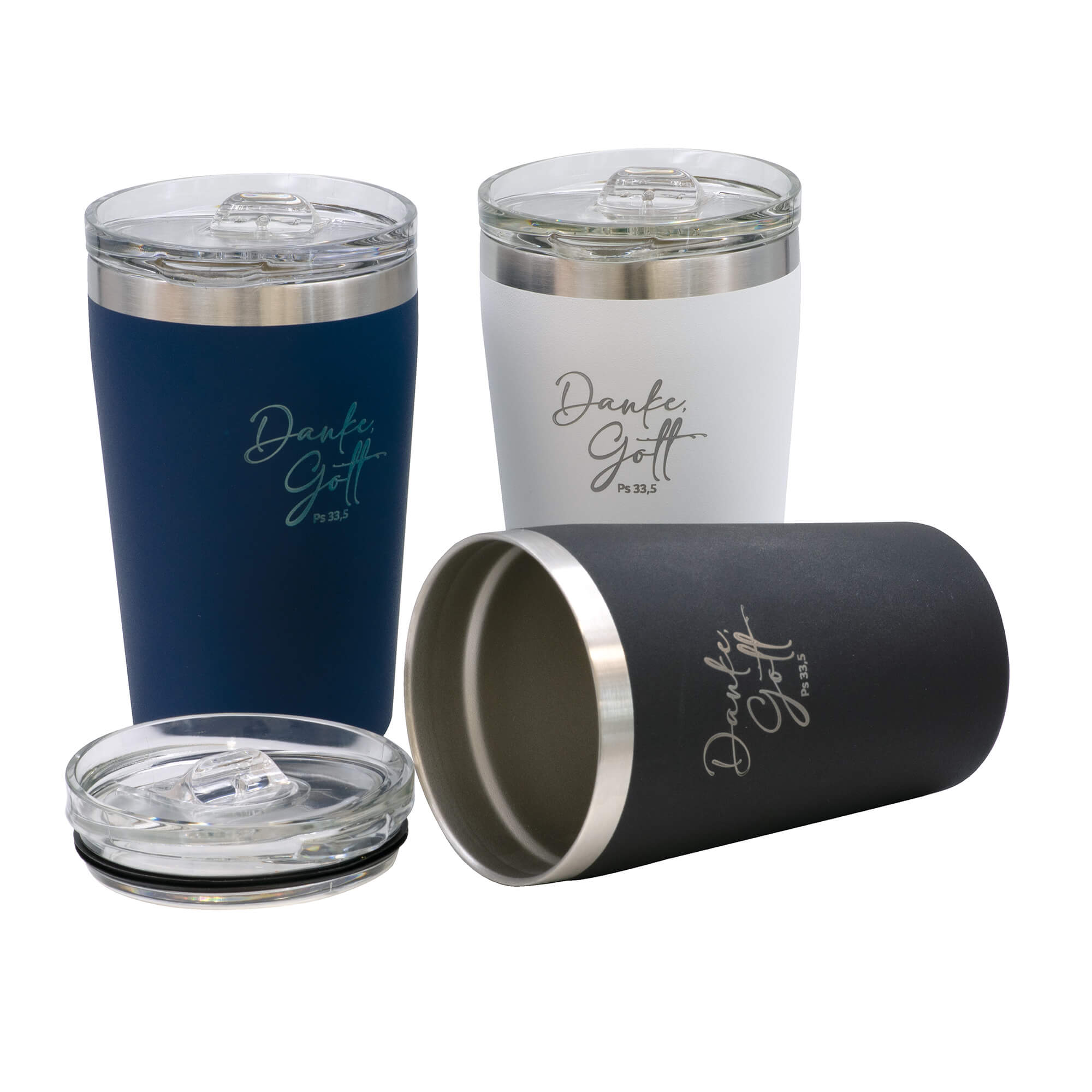 Doppelwandiger Thermobecher aus recyceltem Edelstahl Doppelwandiger Thermobecher aus recyceltem Edelstahl