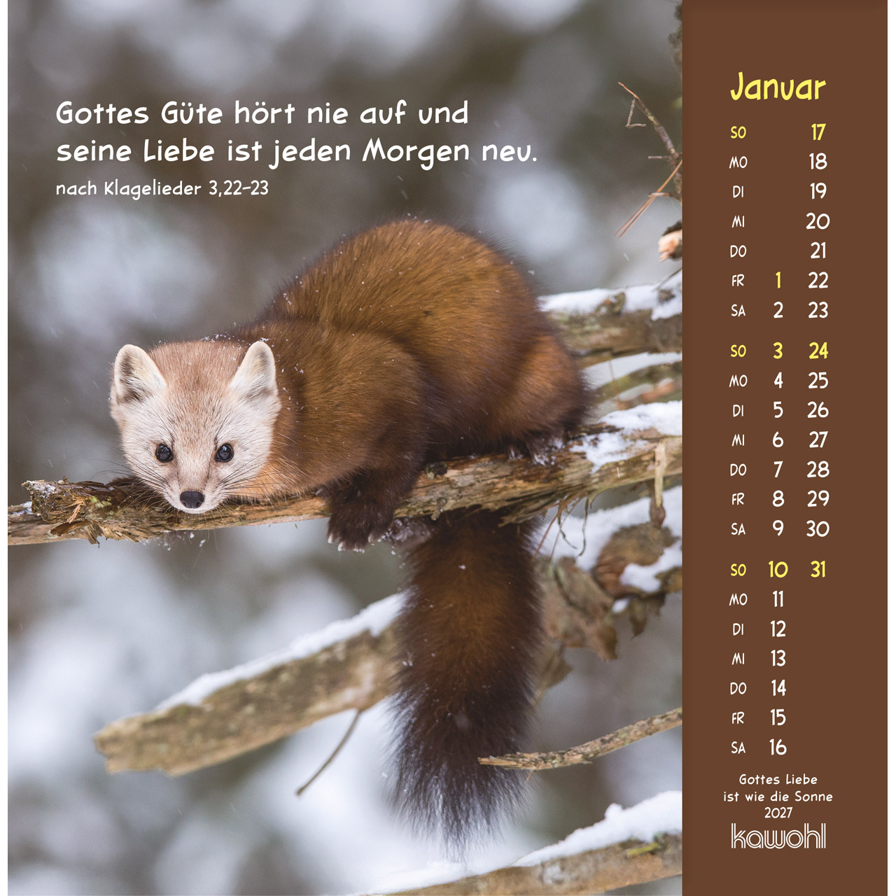 Aufstellkalender - Gottes Liebe ist wie die Sonne 2027