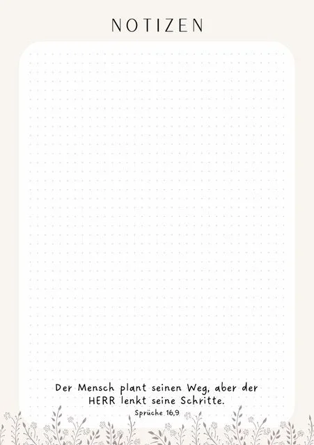 Notizblock - Blumen "Der Mensch plant - der Herr lenkt"