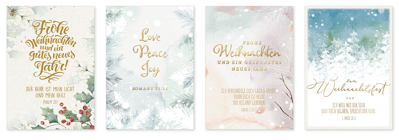 Minikarten-Set - Weihnachten mit Typografie