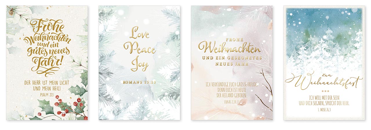 Minikarten-Set - Weihnachten mit Typografie Minikarten-Set - Weihnachten mit Typografie