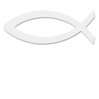 Fisch-Aufkleber Ichtys, weiß