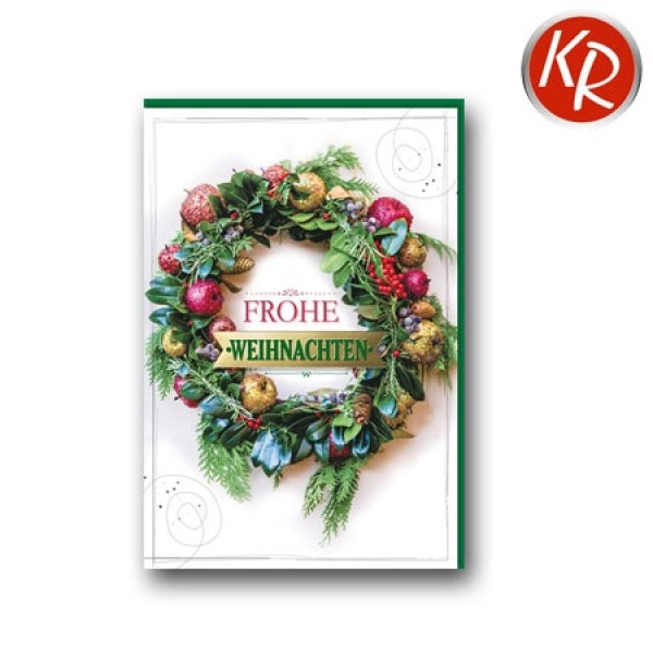 Doppelkarte - Frohe Weihnachten, Weihnachtskranz Doppelkarte - Frohe Weihnachten, Weihnachtskranz