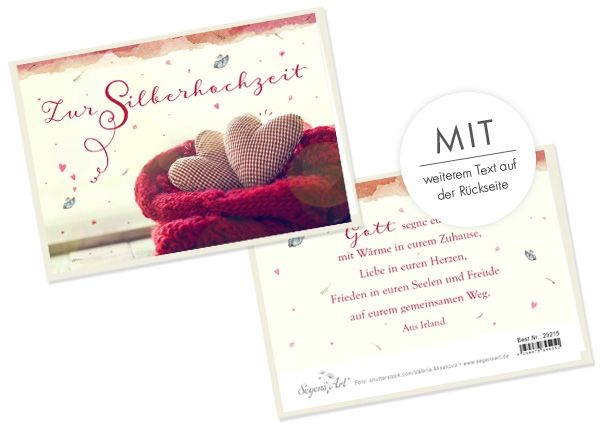 Doppelkarte - Zur Silberhochzeit - Herzen Doppelkarte - Zur Silberhochzeit - Herzen