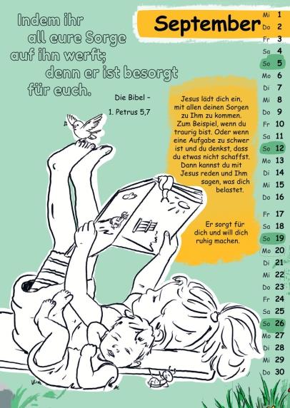 Kinder-Malkalender 2027 - Mit Stift und Bibel