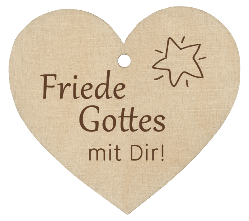 Holzherz - Friede Gottes mit Dir!