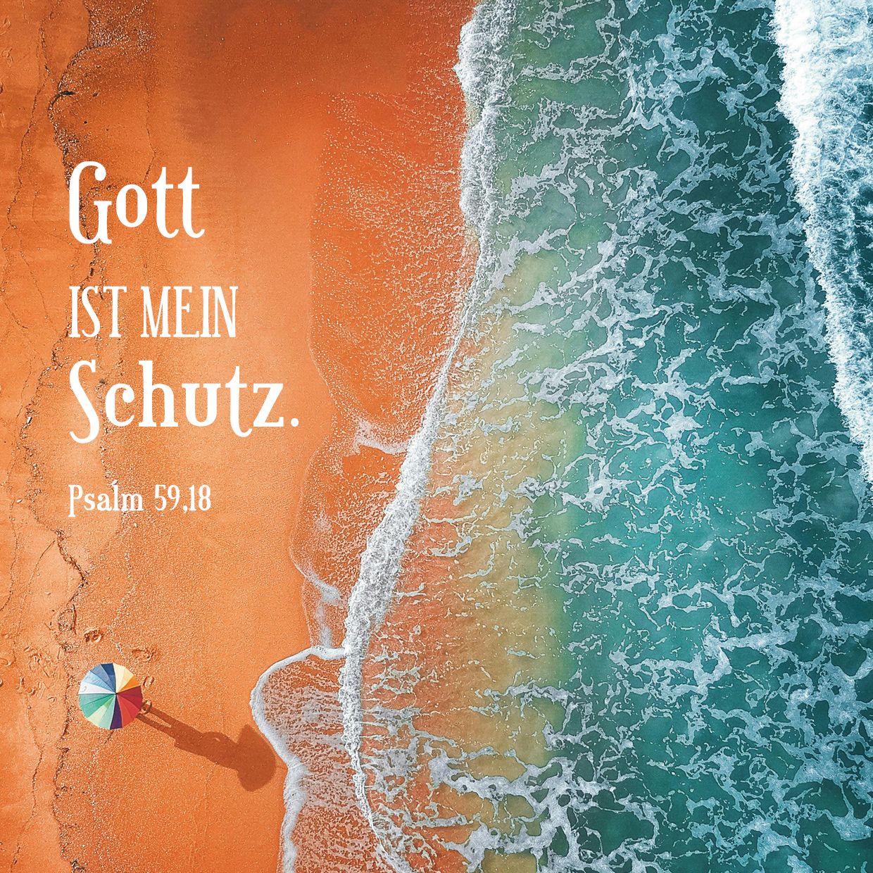 Quadratische Postkarte – Bunter Regenschirm Quadratische Postkarte – Bunter Regenschirm