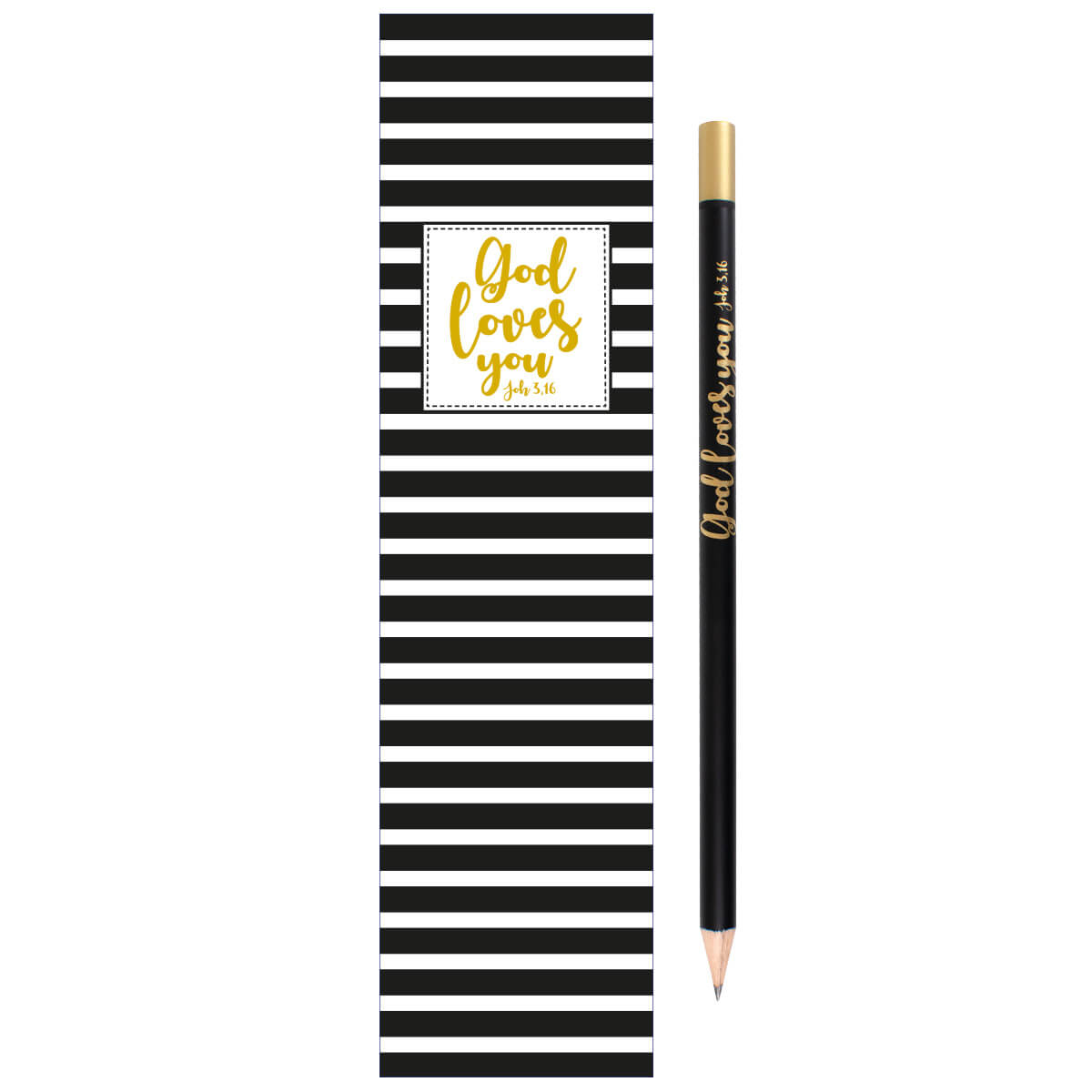 Bleistift-Set-God-loves-you-Praisent-bleistift-lesezeichen-god-loves-you-4420-vorderseite Bleistift Set - God loves you