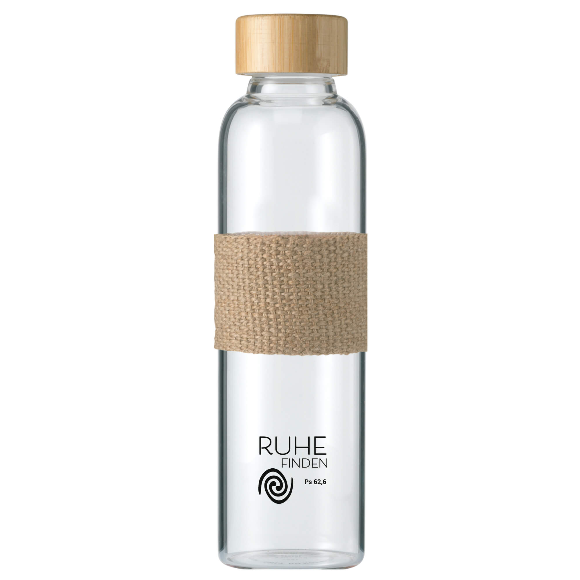 Glas-Trinkflasche mit Bambus-Schraubverschluss Glas-Trinkflasche mit Bambus-Schraubverschluss