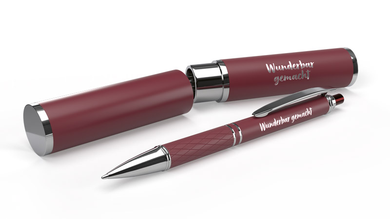 Wunderbar gemacht - Kugelschreiber im Etui (bordeauxrot) Wunderbar gemacht - Kugelschreiber im Etui (bordeauxrot)