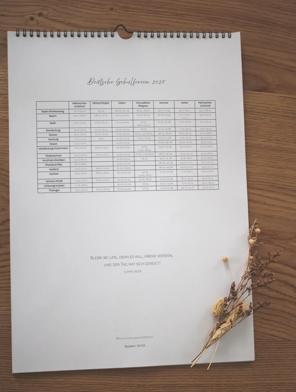 Familienkalender 2027