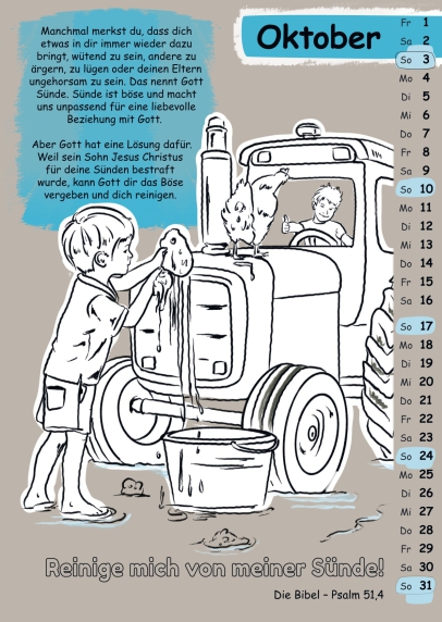 Kinder-Malkalender 2027 - Mit Stift und Bibel
