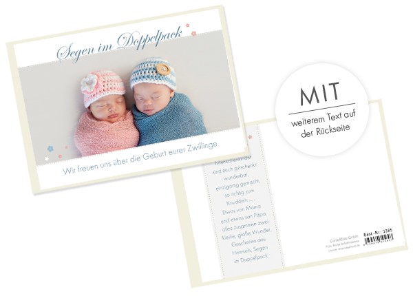 Doppelkarte-Segen-im-Doppelpack-Zwillinge-3385 Doppelkarte - Segen im Doppelpack (Zwillinge)