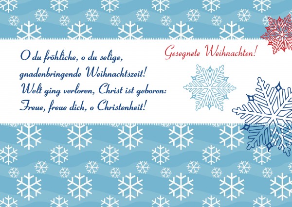 Postkarte "Schneeflocken", Gesegnete Weihnachten!