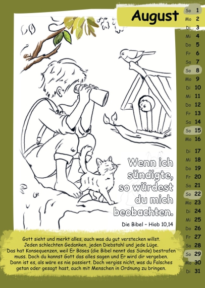 Kinder-Malkalender 2027 - Mit Stift und Bibel