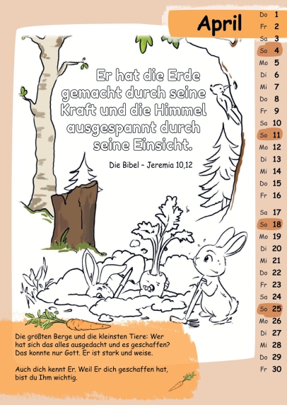Kinder-Malkalender 2027 - Mit Stift und Bibel