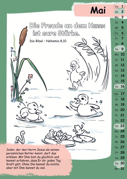 Kinder-Malkalender 2027 - Mit Stift und Bibel