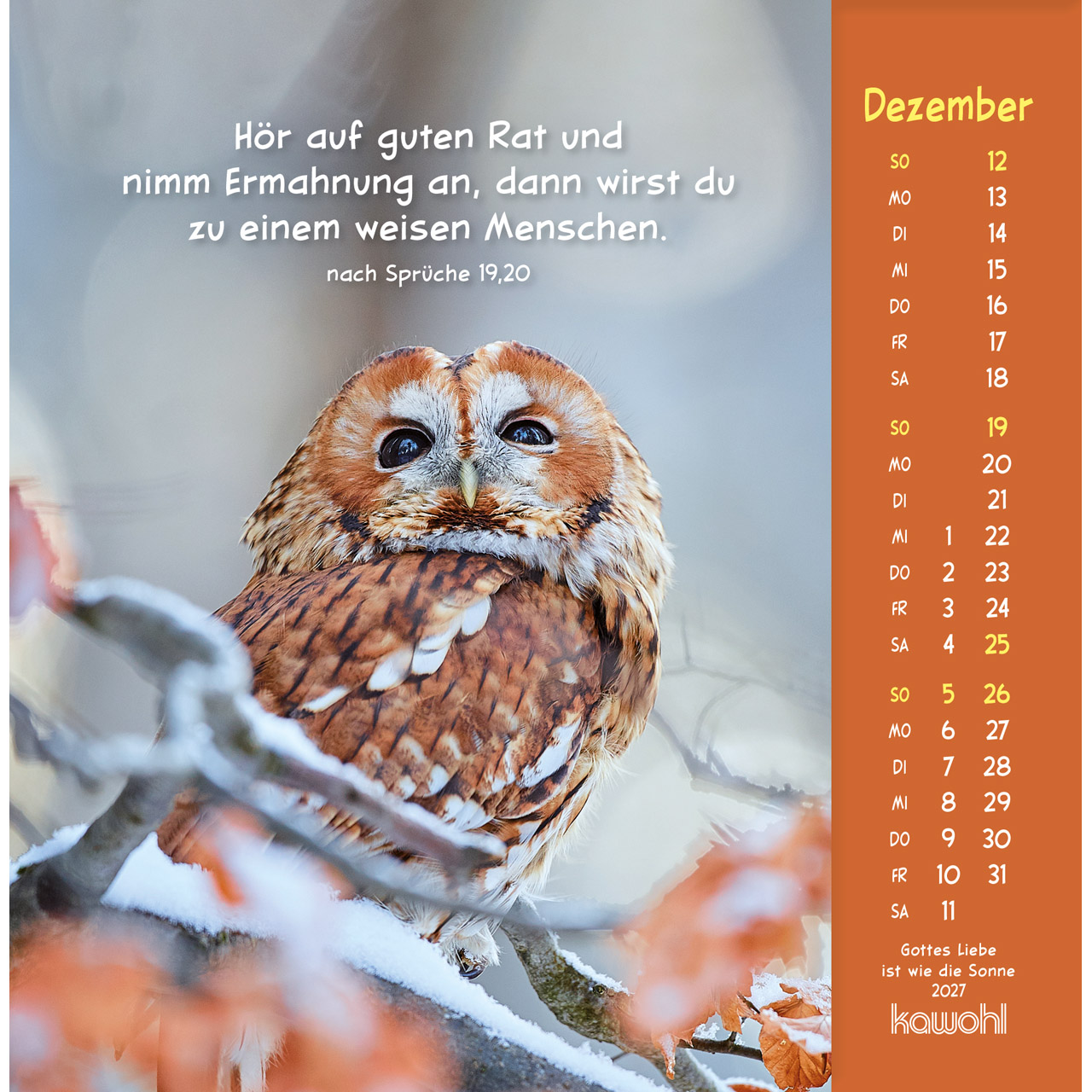 Aufstellkalender - Gottes Liebe ist wie die Sonne 2027