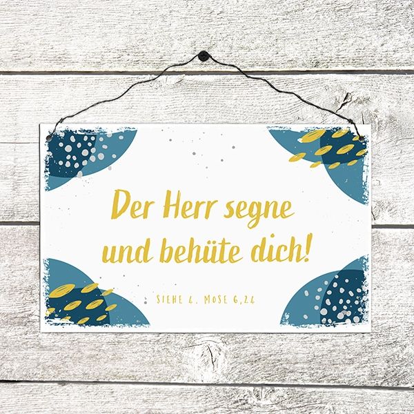 Uljö Holzkreuz Hellblau - 'Der Herr Segne Und Behüte Dich' 9x15cm Buchenholz
