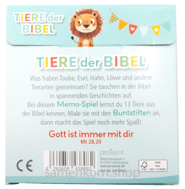 Mal- und Memo-Set "Tiere des Bibel"
