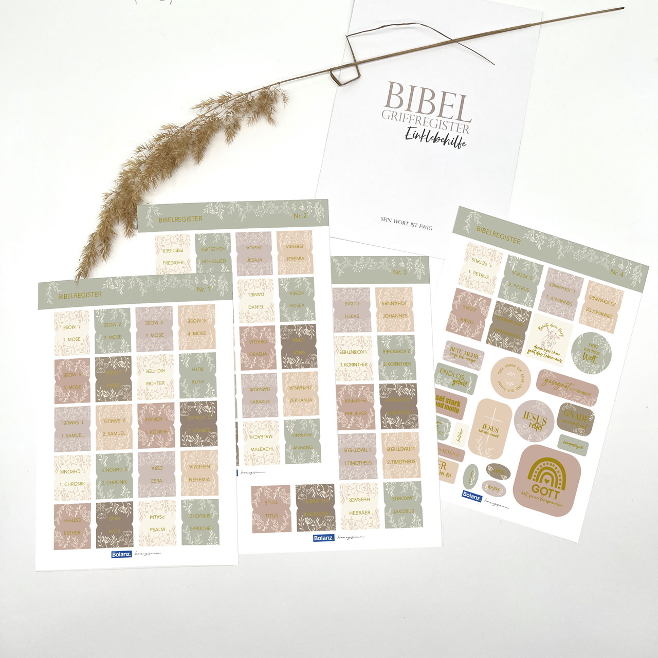 Bibel-Griffregister Floral mit Goldveredelung Bibel-Griffregister Floral mit Goldveredelung