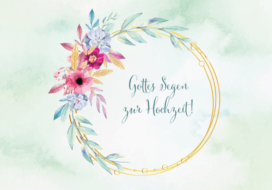 Doppelkarte - Blumenkranz zur Hochzeit Doppelkarte - Blumenkranz zur Hochzeit