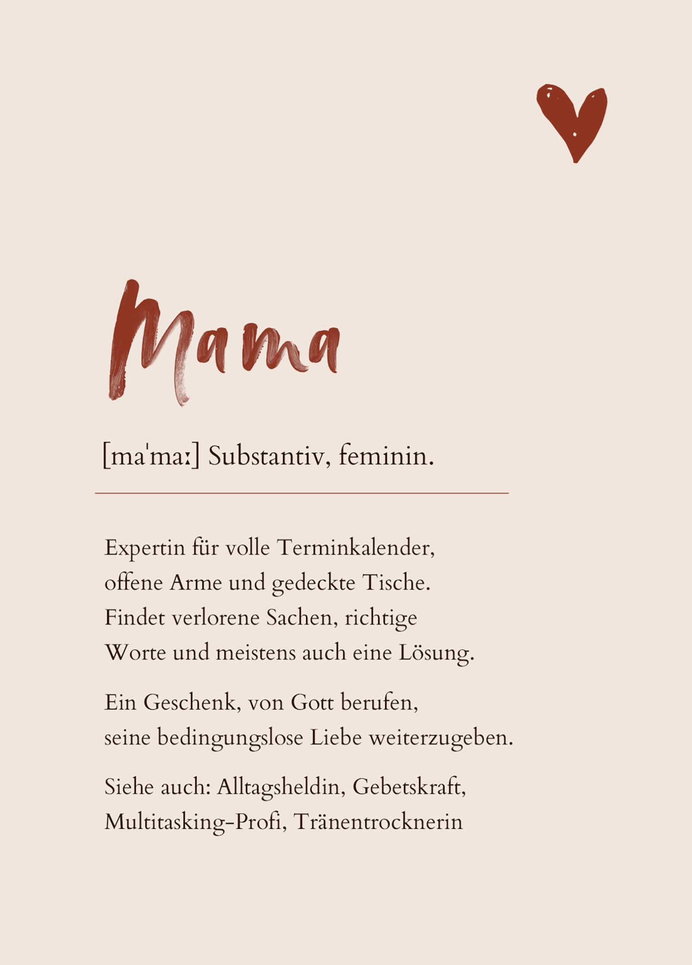 Postkarte Mama -Definition