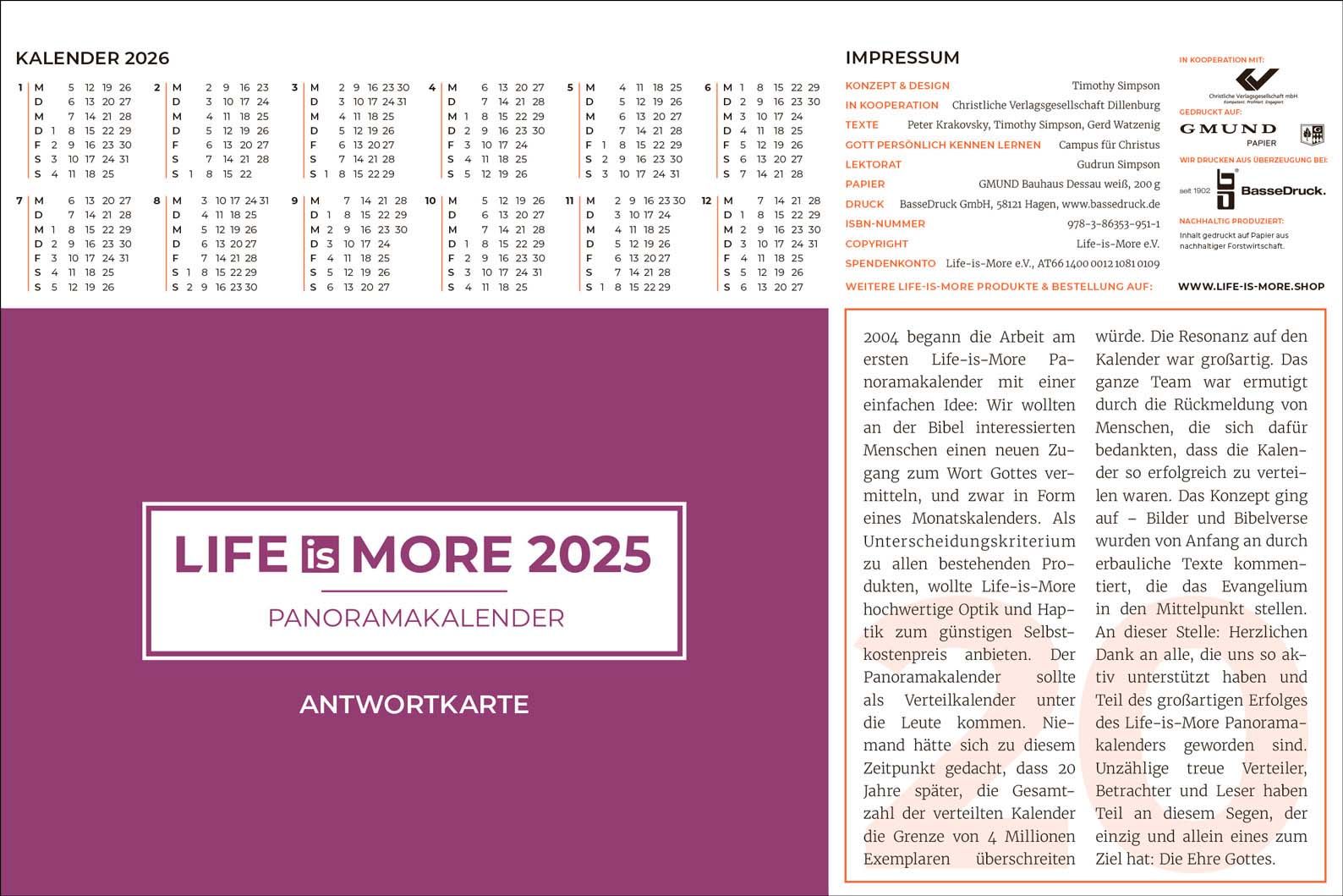 Panoramakalender 2025 - Life is more