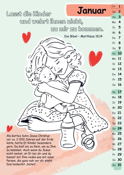 Kinder-Malkalender 2027 - Mit Stift und Bibel