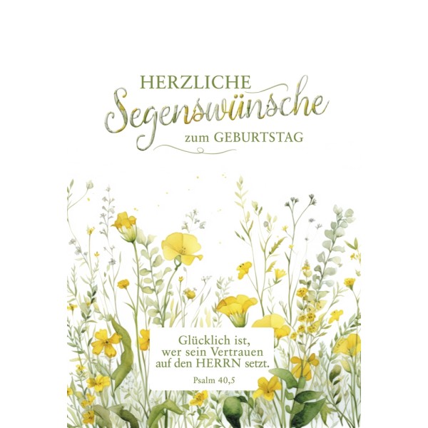 Doppelkarte - Geburtstag, gelbe Blumenwiese