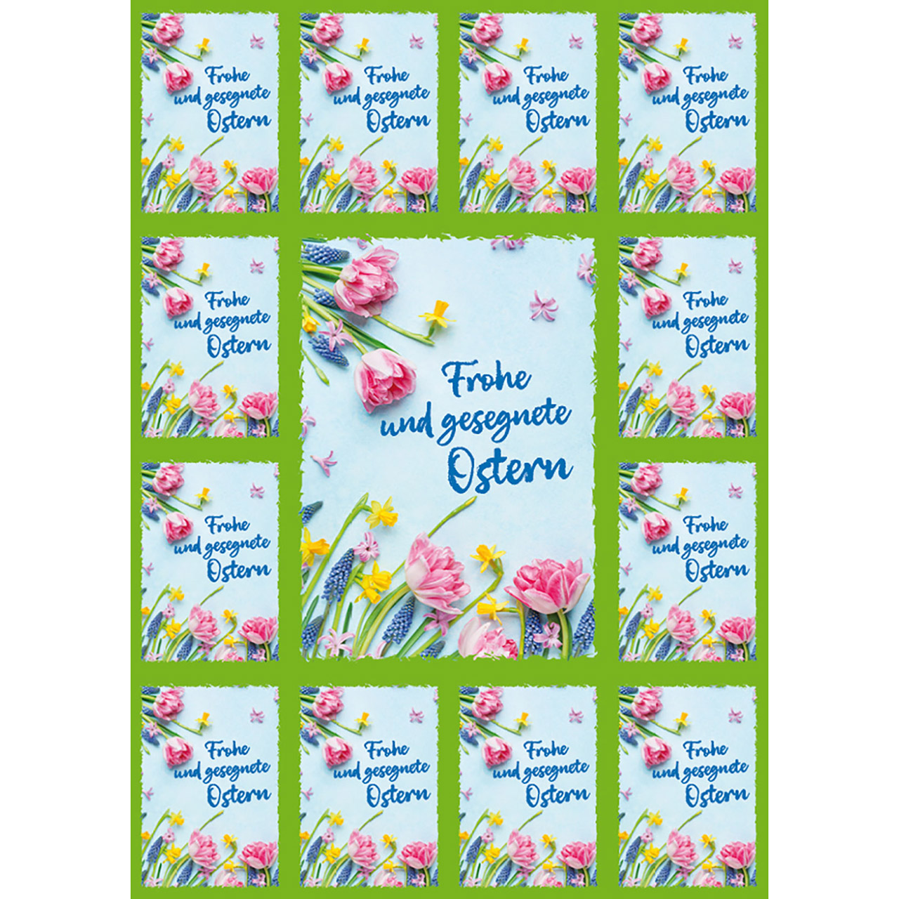 Aufkleber-Grusskarte-Frohe-und-gesegnete-Ostern-3362 Aufkleber-Grußkarte - Frohe und gesegnete Ostern