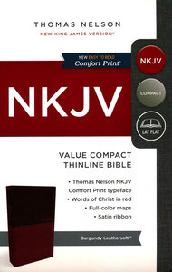 NKJV compact thinline bible burgundy leatherlook