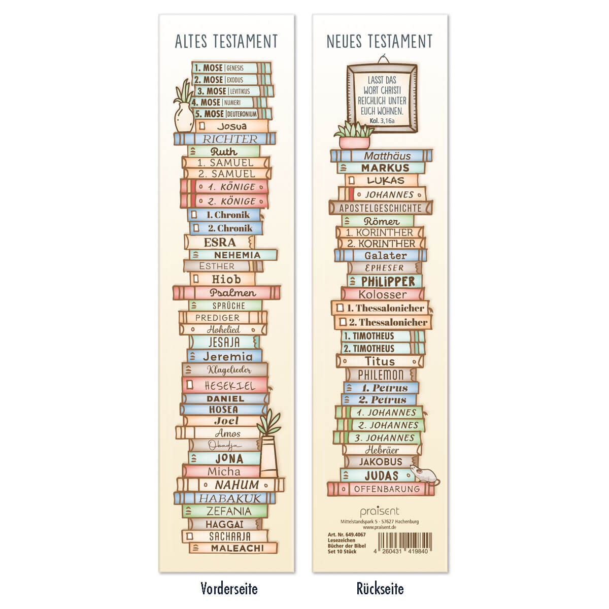Lesezeichen Bücher der Bibel Lesezeichen Bücher der Bibel