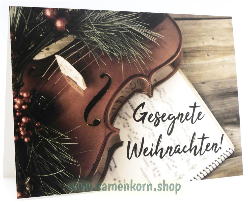 Doppelkarte - Gesegnete Weihnachten Geige