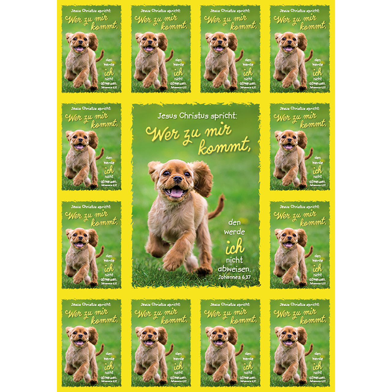 Aufkleber-Grusskarte-mit-Jahreslosung-Hund-3353 Aufkleber-Grußkarte mit Jahreslosung - Hund