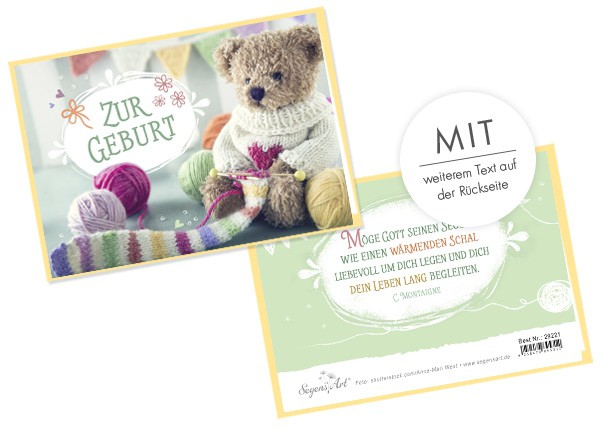 Doppelkarte-Zur-Geburt-Teddy-29221 Doppelkarte - Zur Geburt (Teddy)