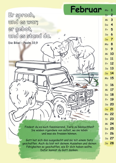 Kinder-Malkalender 2027 - Mit Stift und Bibel