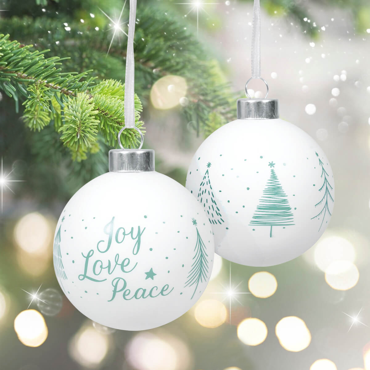 Christbaumkugel Joy Love Peace