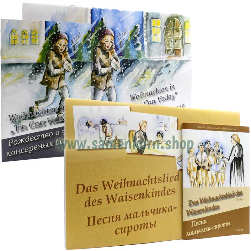 Zwei Bilderhefte zu Weihnachten mit Text in Deutsch und Russisch