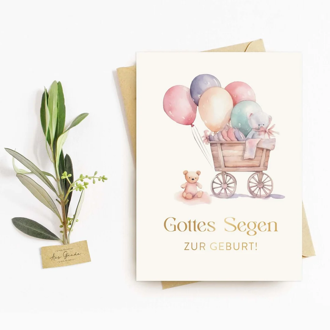 Doppelkarte Gottes Segen zur Geburt